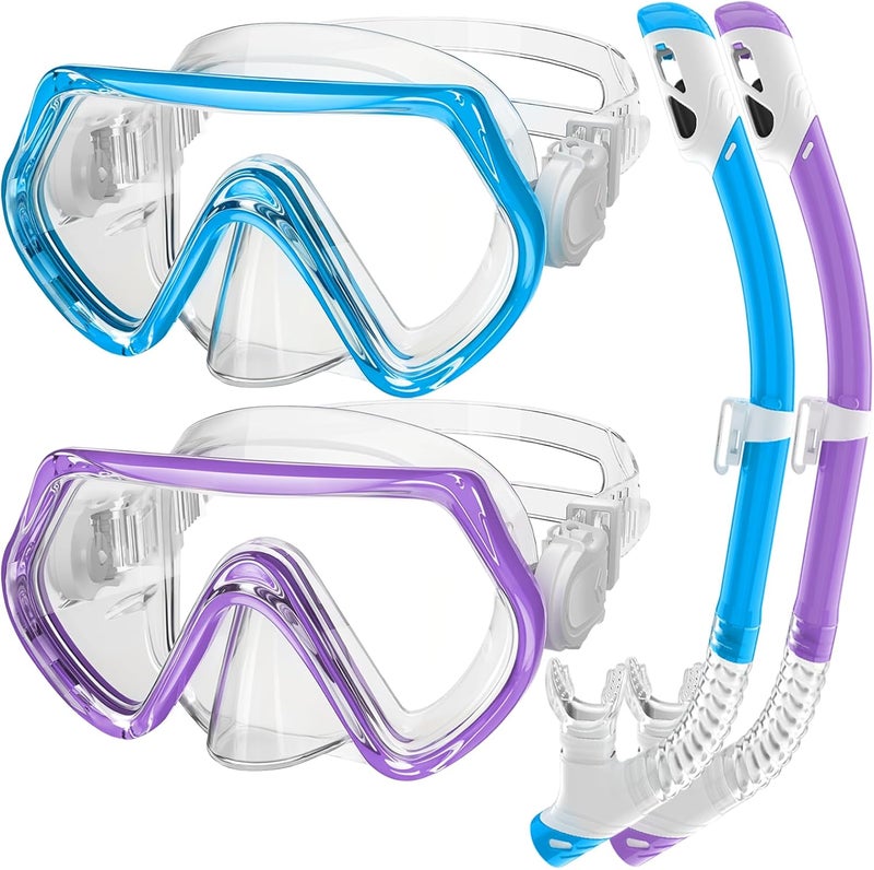ZipAura Snorkeling Gear for Kids, Kids Snorkel Set for Ages 3-14, Anti-Fog Diving Mask and Dry Top Snorkel Combo Set, Unisex Swimming Goggles - Image 1